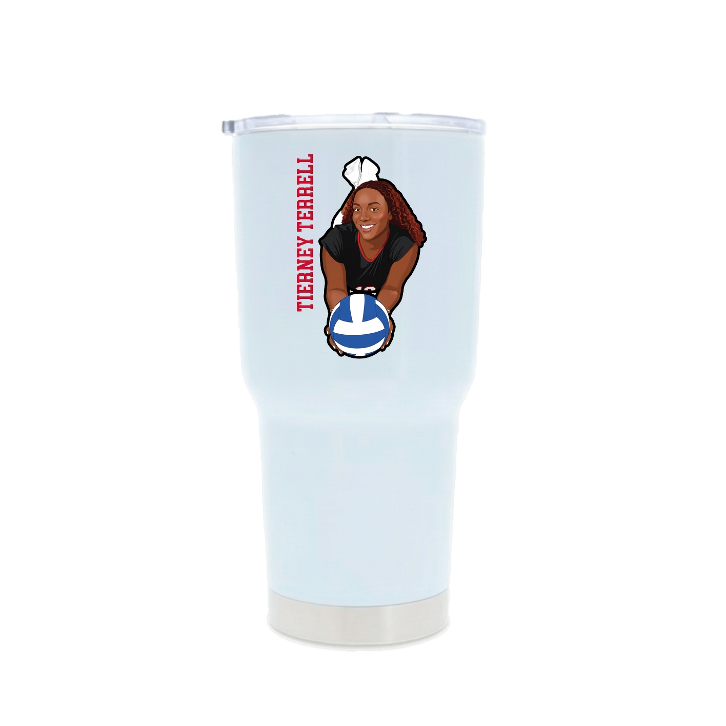30oz Stainless Steel Tumbler — Name Vertical in White