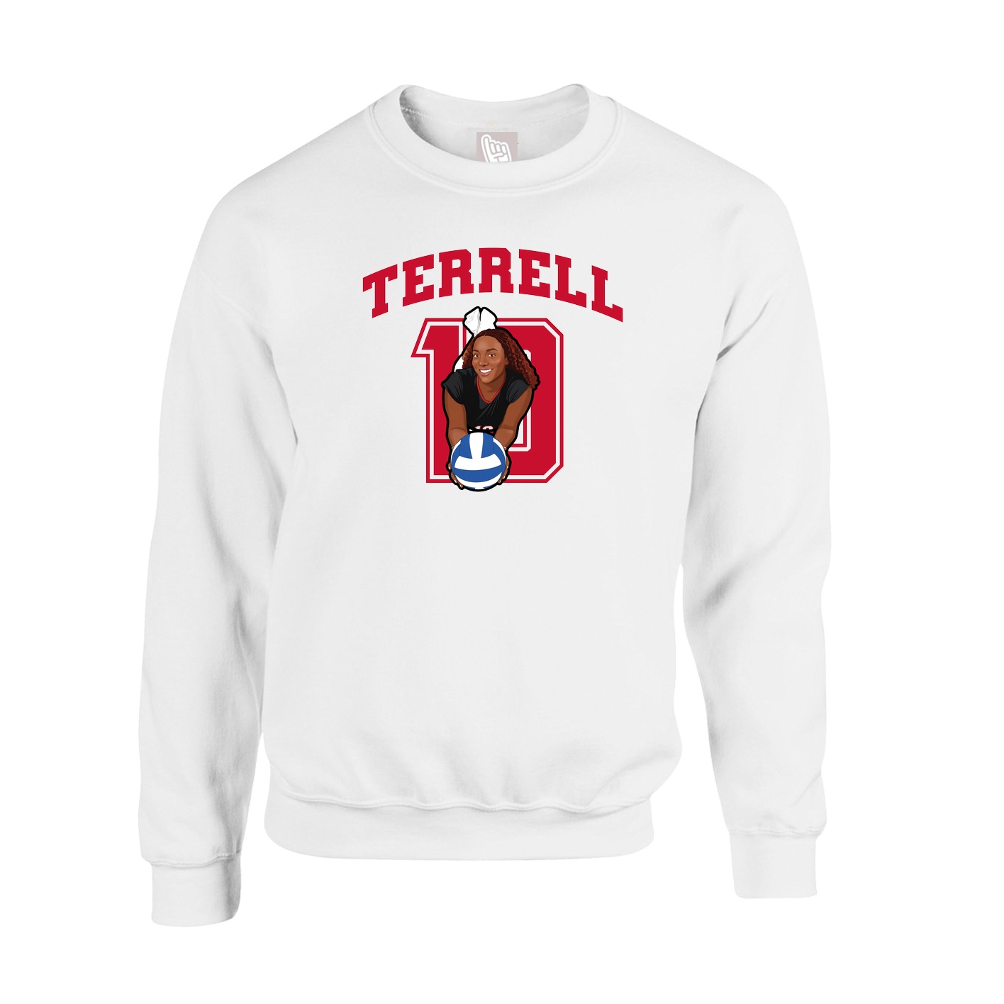Fleece Crew — Number in White