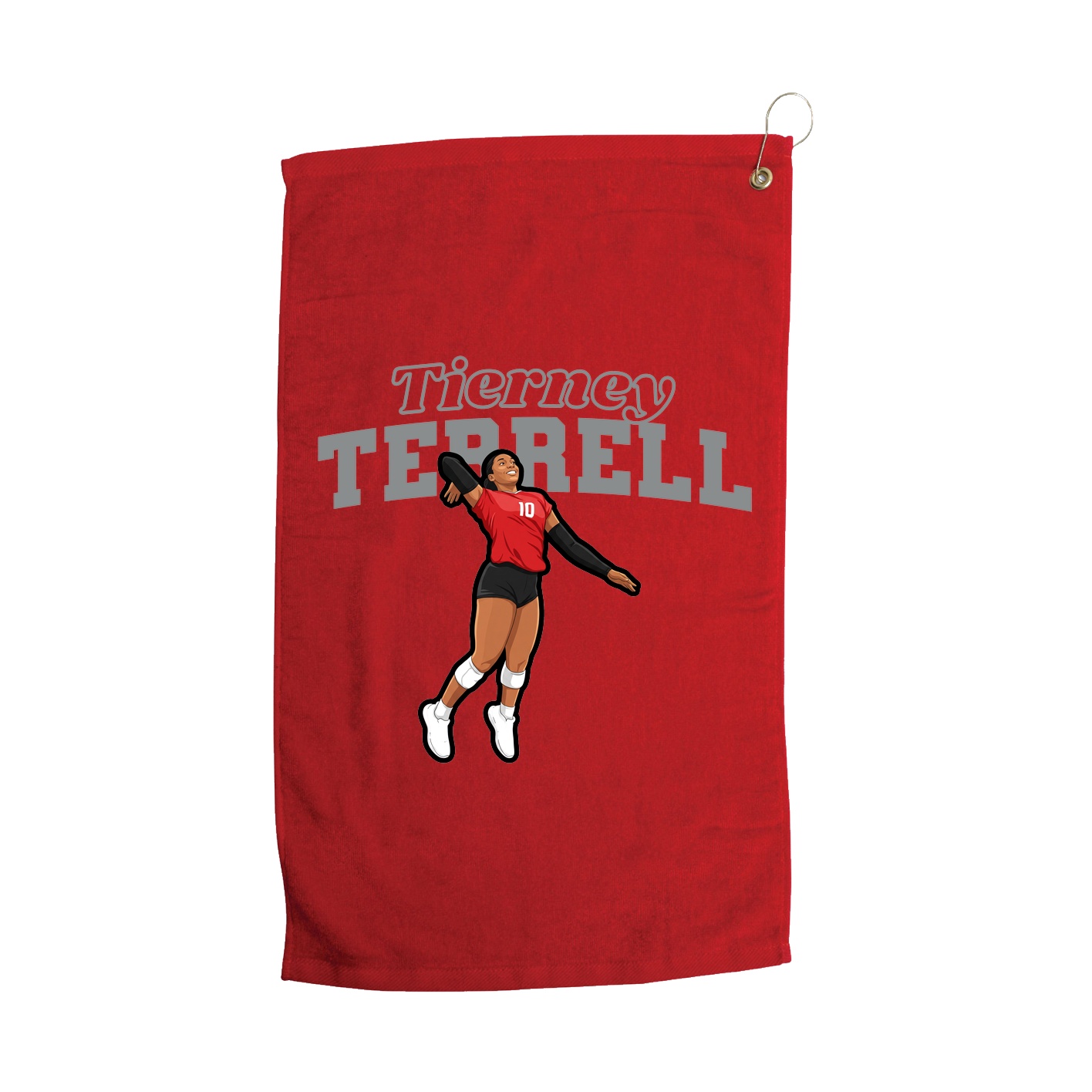 Golf Towel — Name Arch in Red