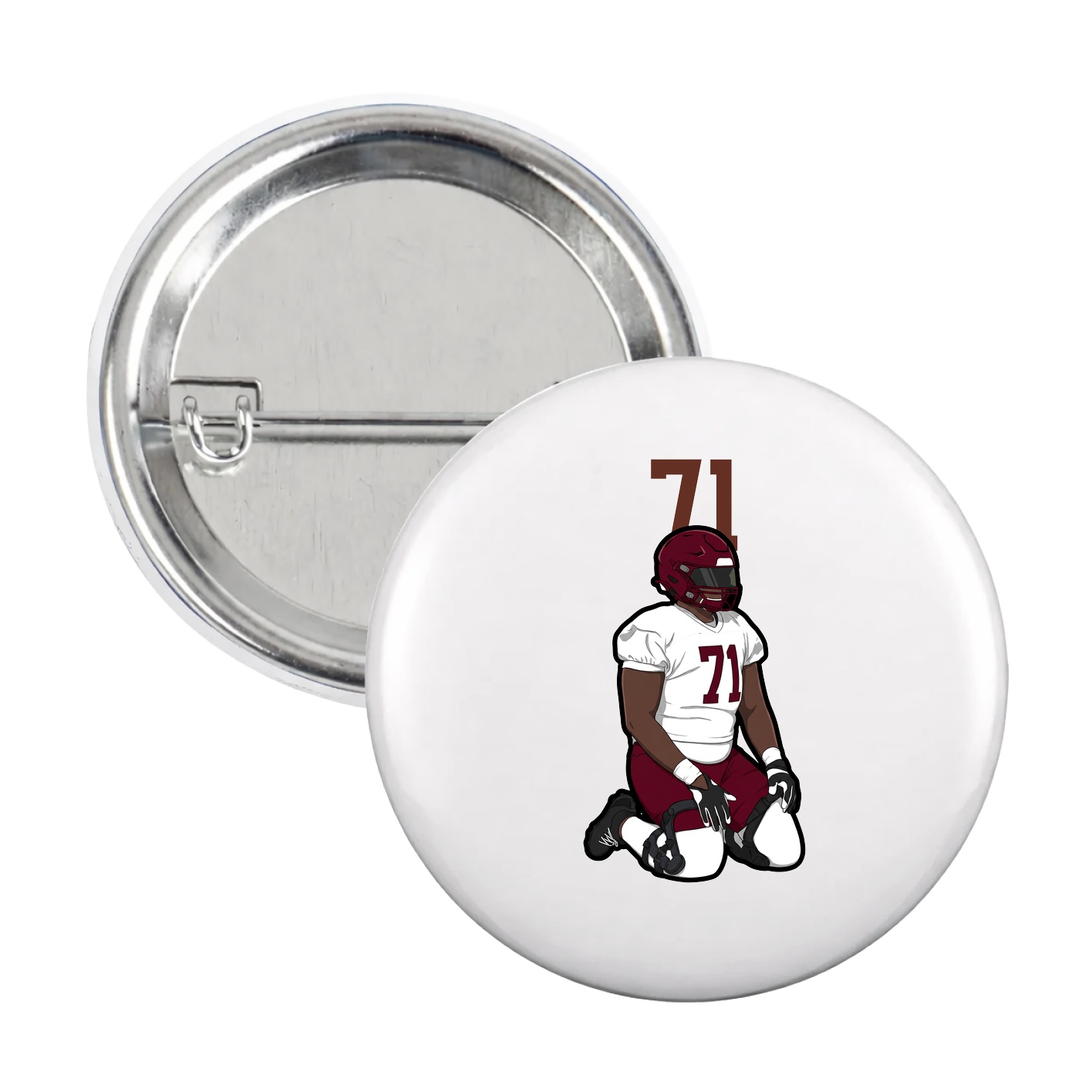 Game Day Button — Number Top in White