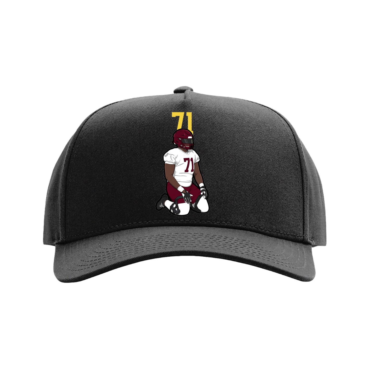 Full Fabric Five-Panel Champ Cap — Number Top in Black
