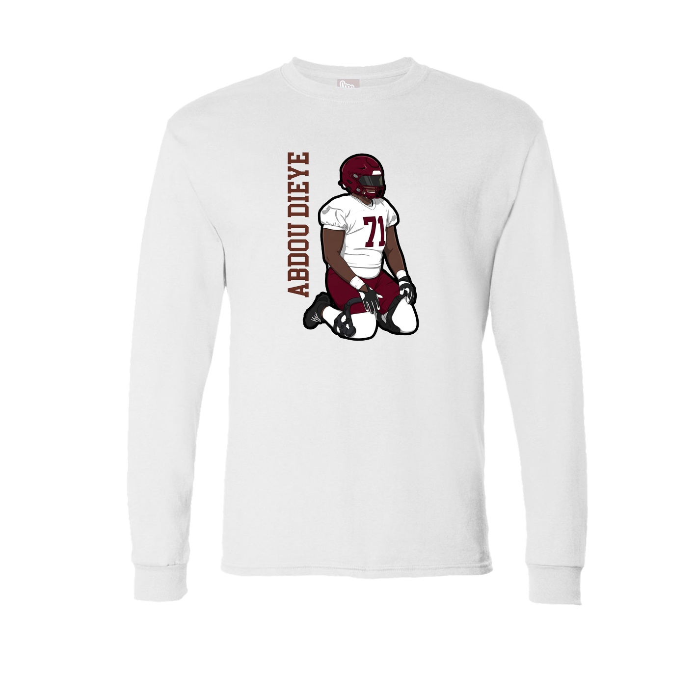 Long Sleeve Tee — Name Vertical in White