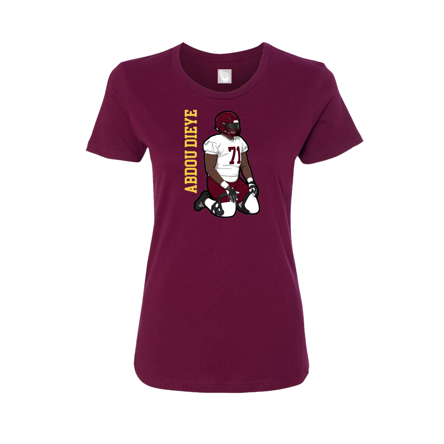 Womens Tee — Name Vertical in Maroon