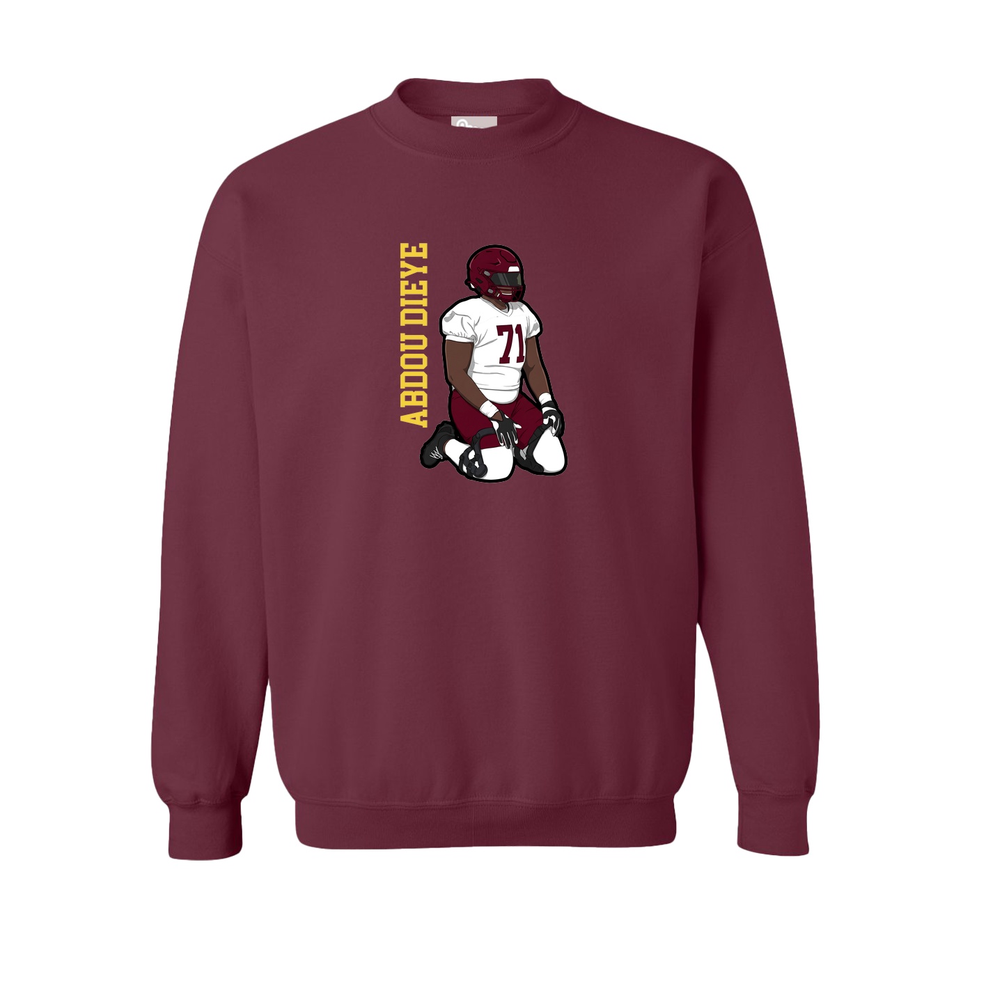 Fleece Crew — Name Vertical in Maroon