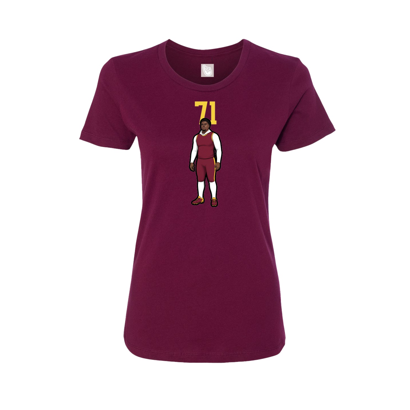 Fitted Women's Tee — Number Top in Maroon