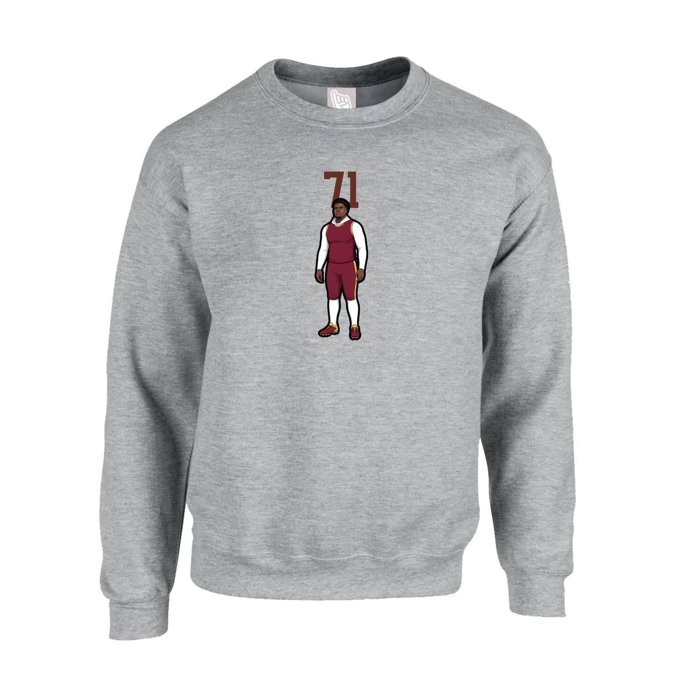 Fleece Crew — Number Top in Grey