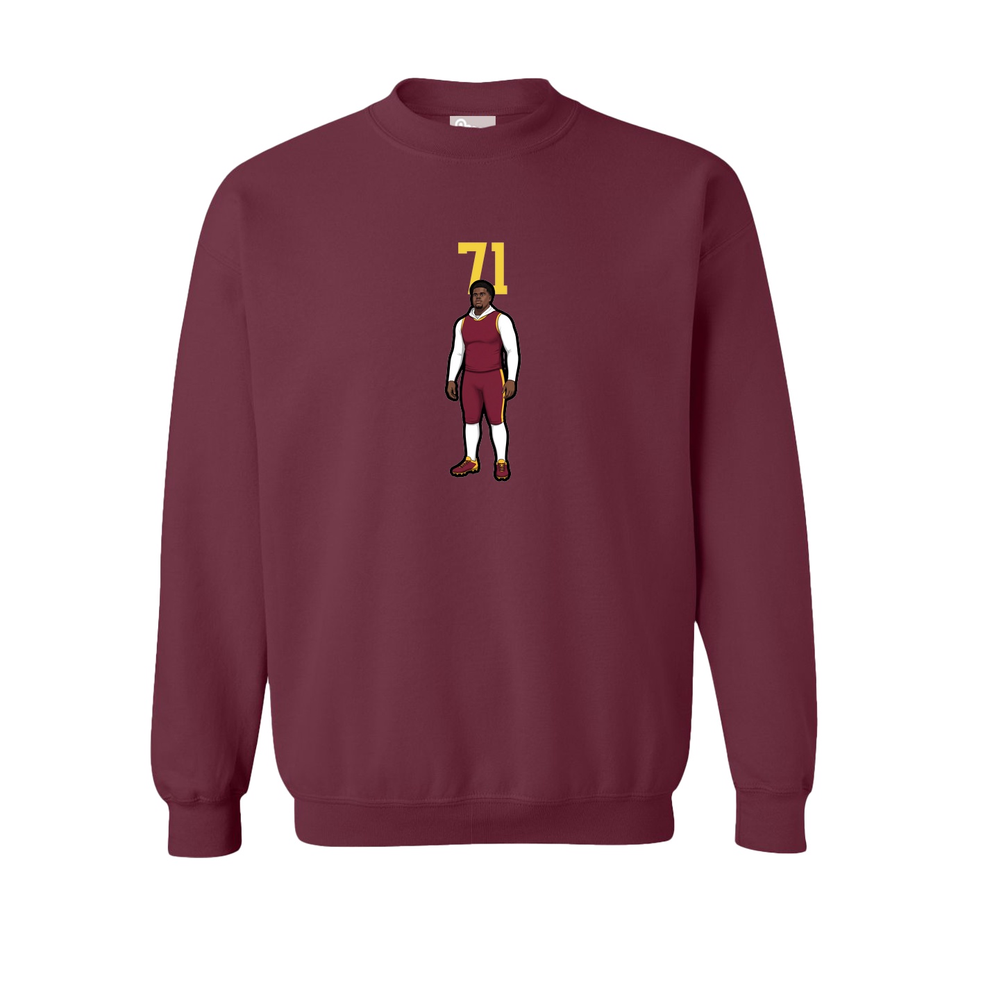Fleece Crew — Number Top in Maroon