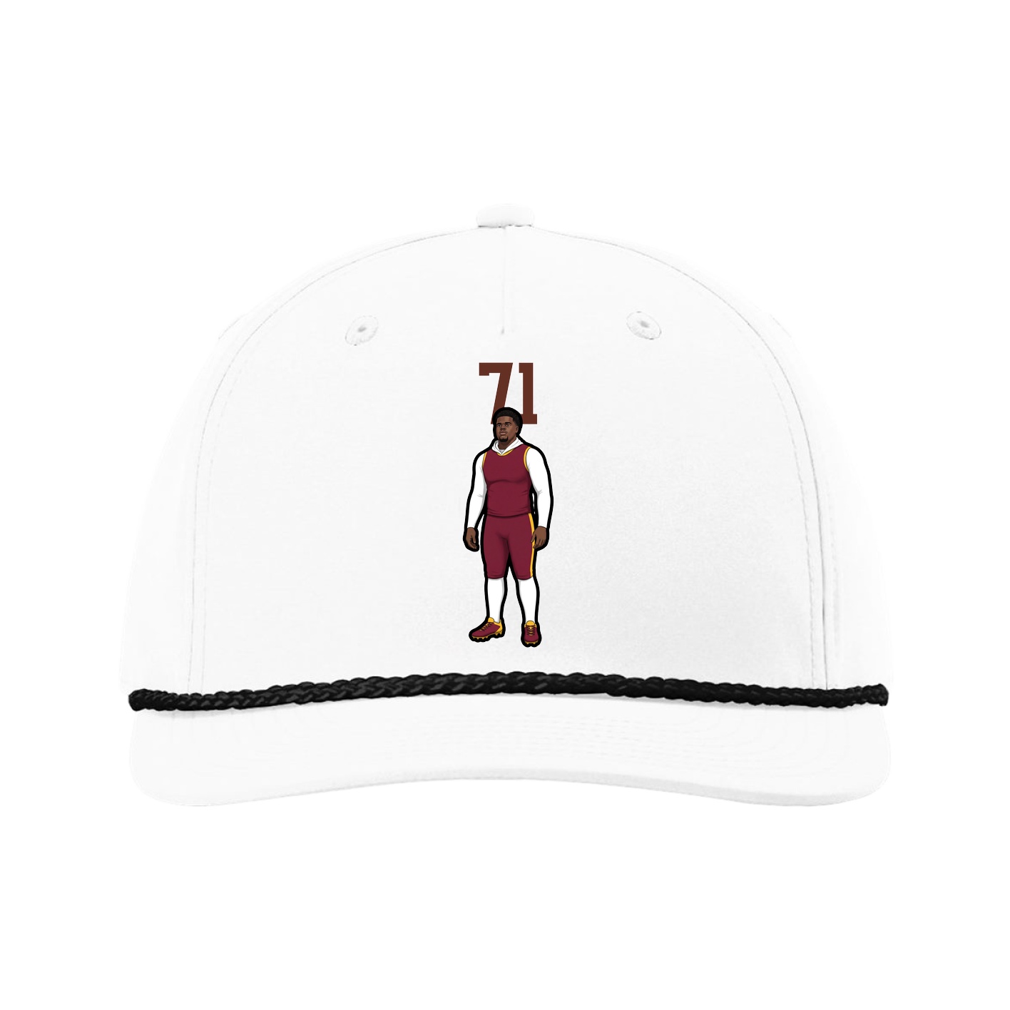 Five-Panel Classic Rope Cap — Number Top in White