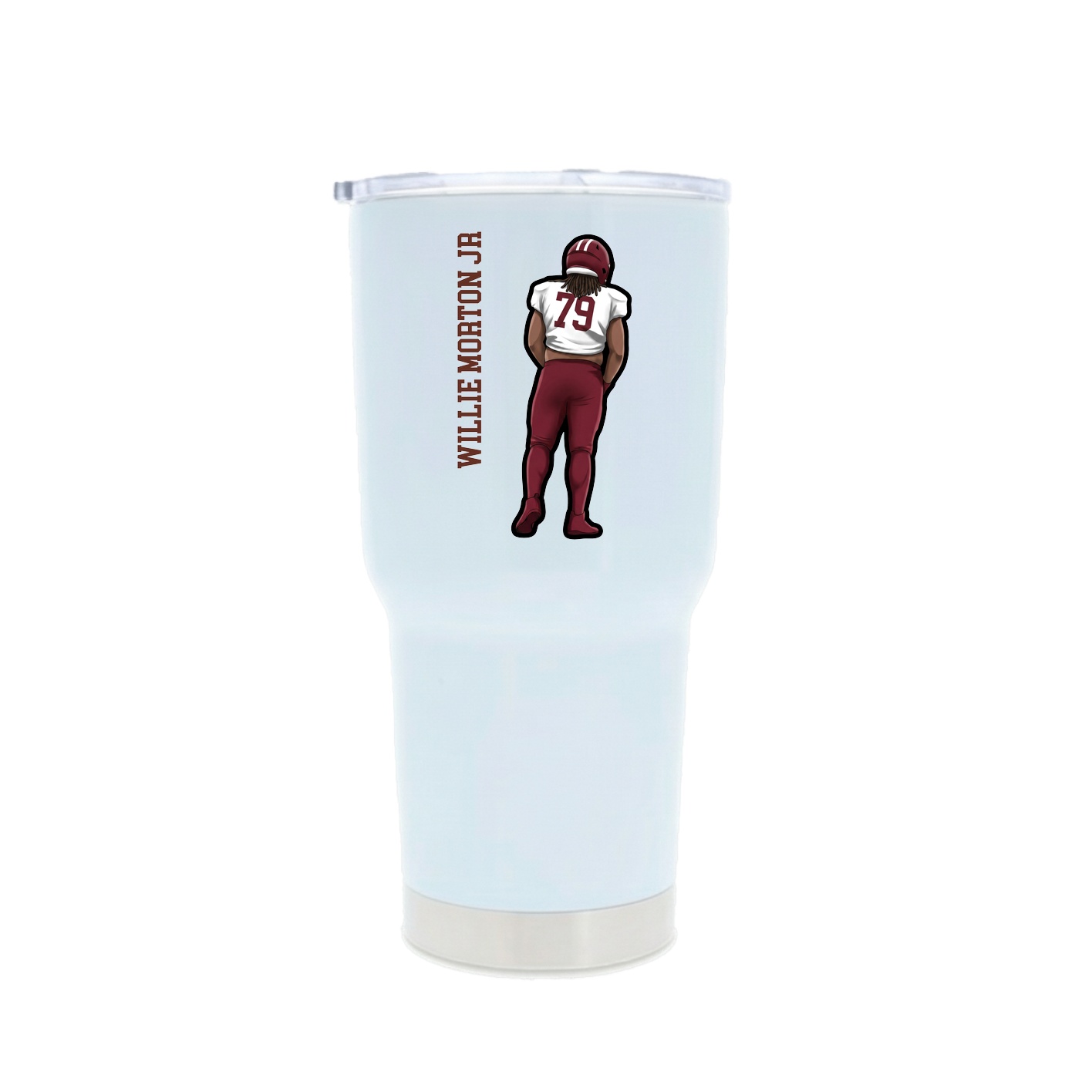 30oz Stainless Steel Tumbler — Name Vertical in White