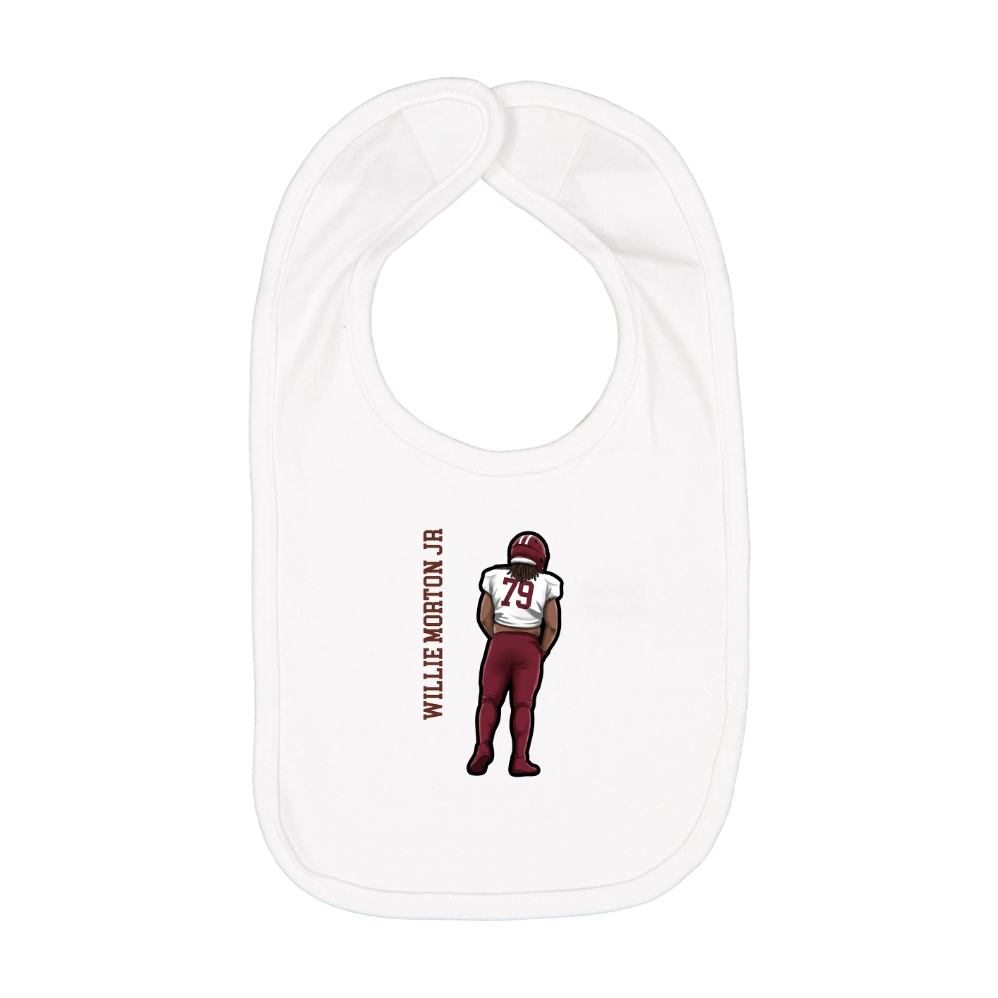 Infant Bib — Name Vertical in White
