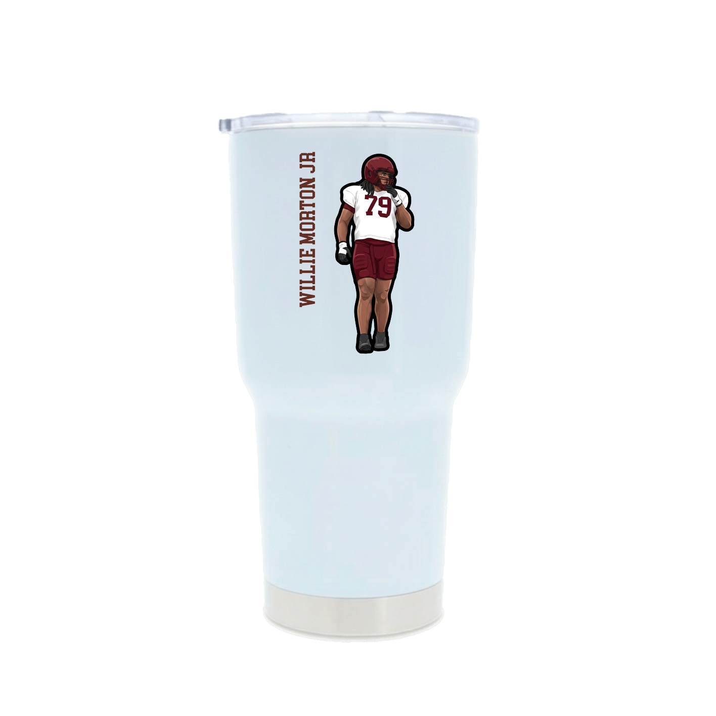 30oz Stainless Steel Tumbler — Name Vertical in White