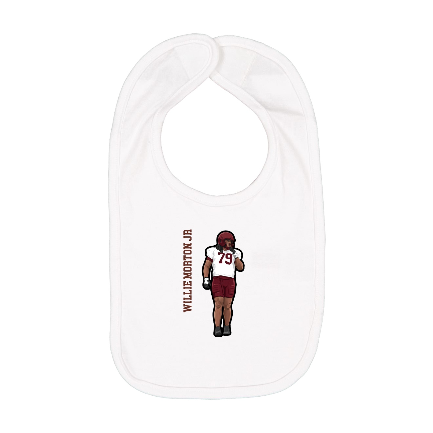 Infant Bib — Name Vertical in White