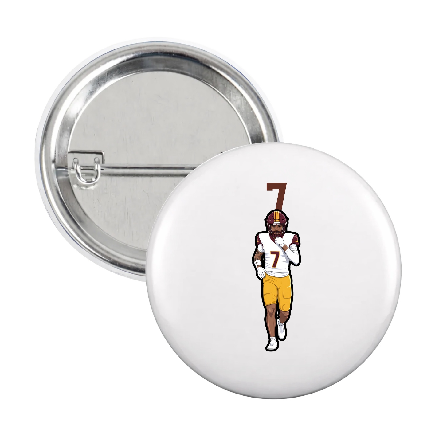 Game Day Button — Number Top in White