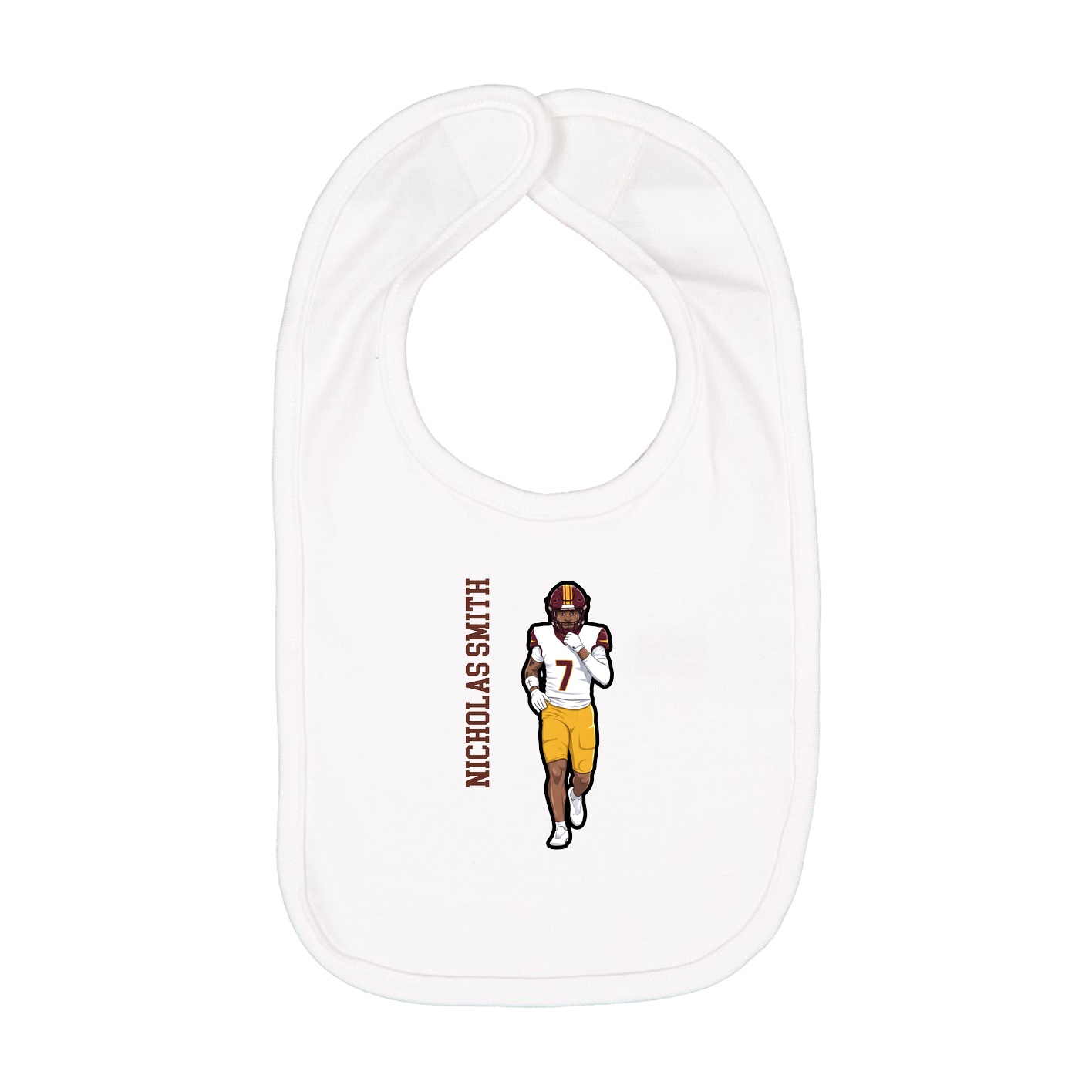 Infant Bib — Name Vertical in White