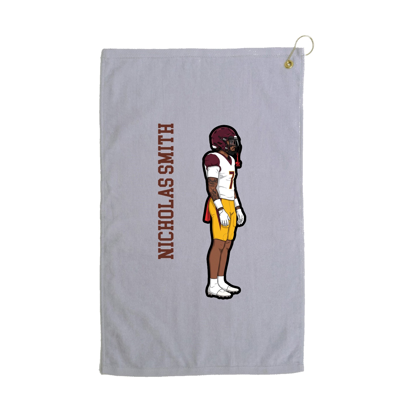Golf Towel — Name Vertical in Grey