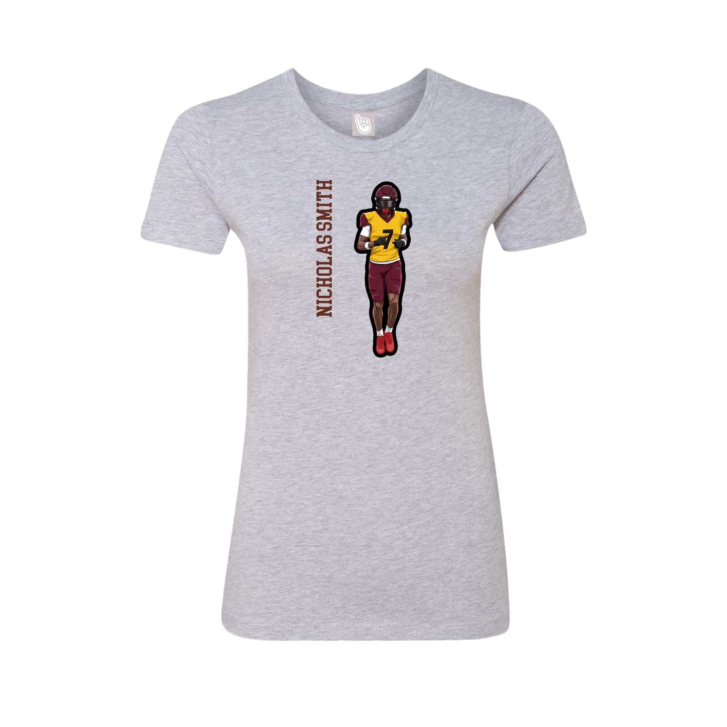 Fitted Women's Tee — Name Vertical in Grey