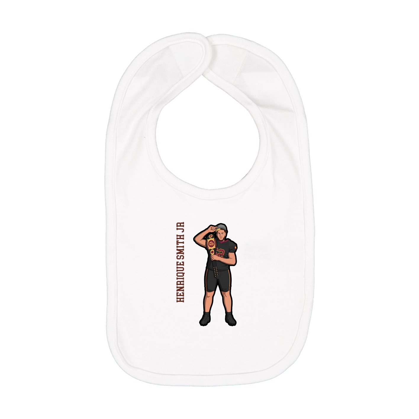 Infant Bib — Name Vertical in White