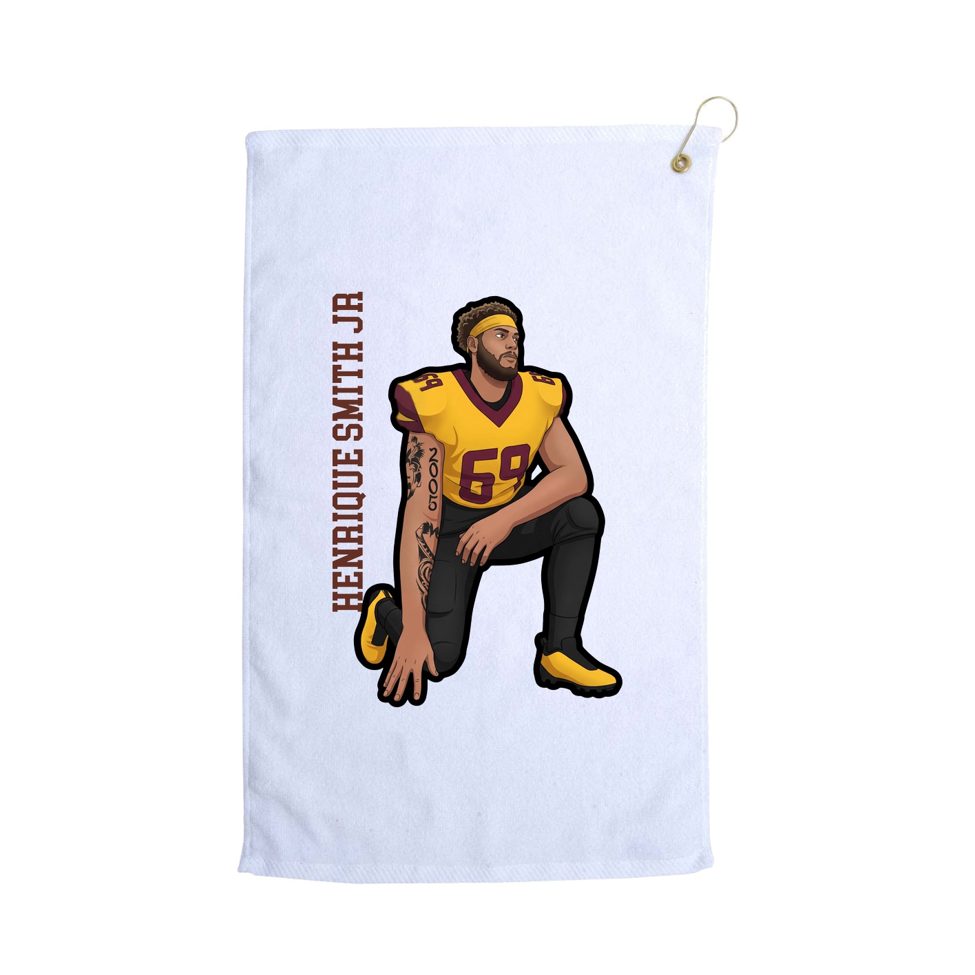 Golf Towel — Name Vertical in White
