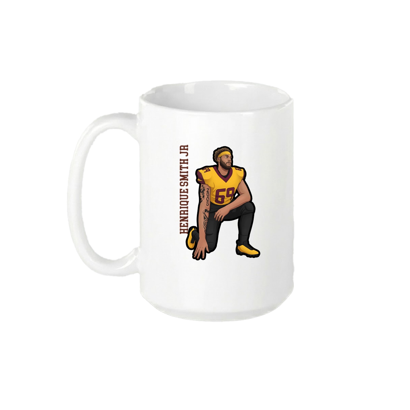 15oz Coffee Mug — Name Vertical in White