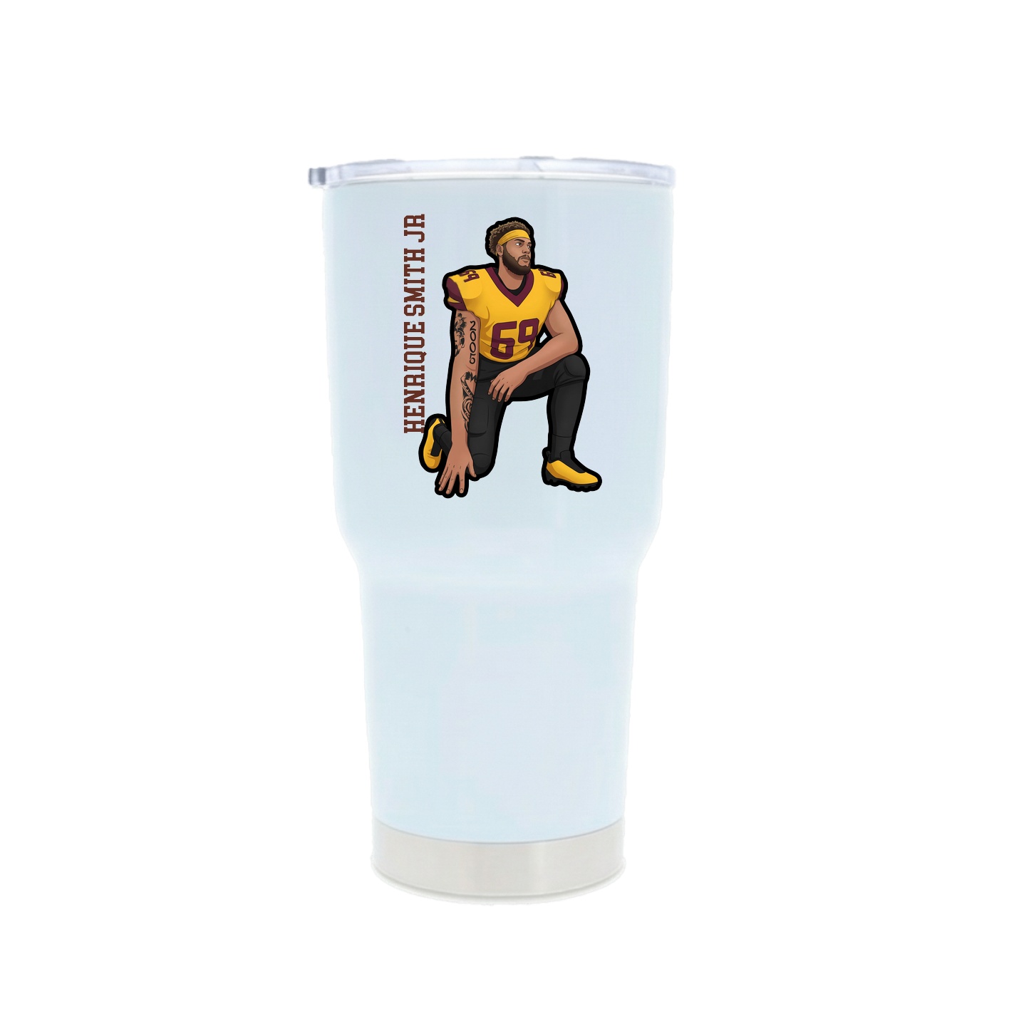 30oz Stainless Steel Tumbler — Name Vertical in White