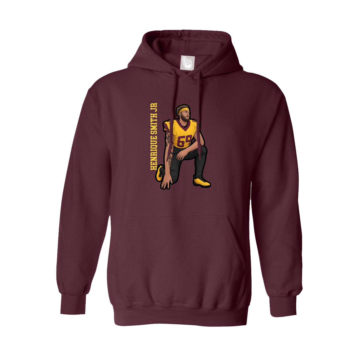 Youth Hoodie — Name Vertical in Maroon