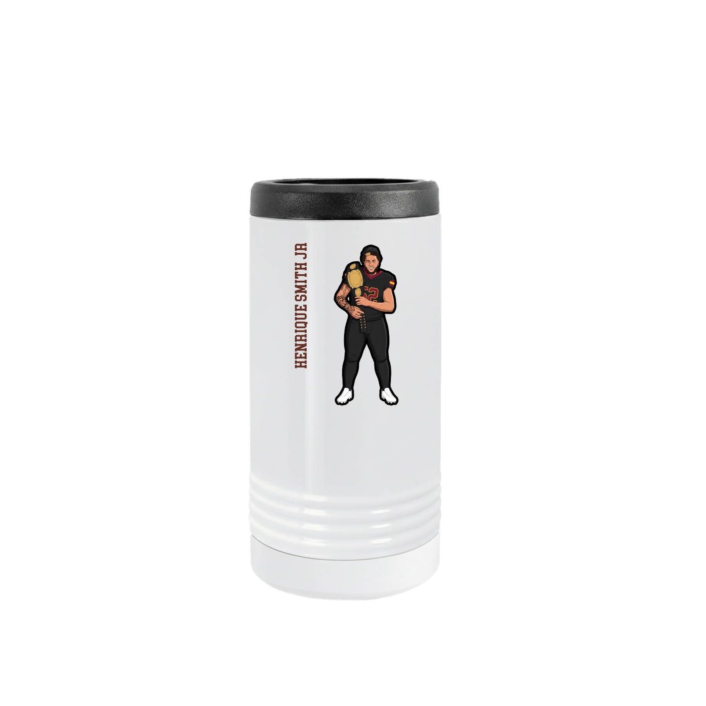 Slim Beverage Holder — Name Vertical in White
