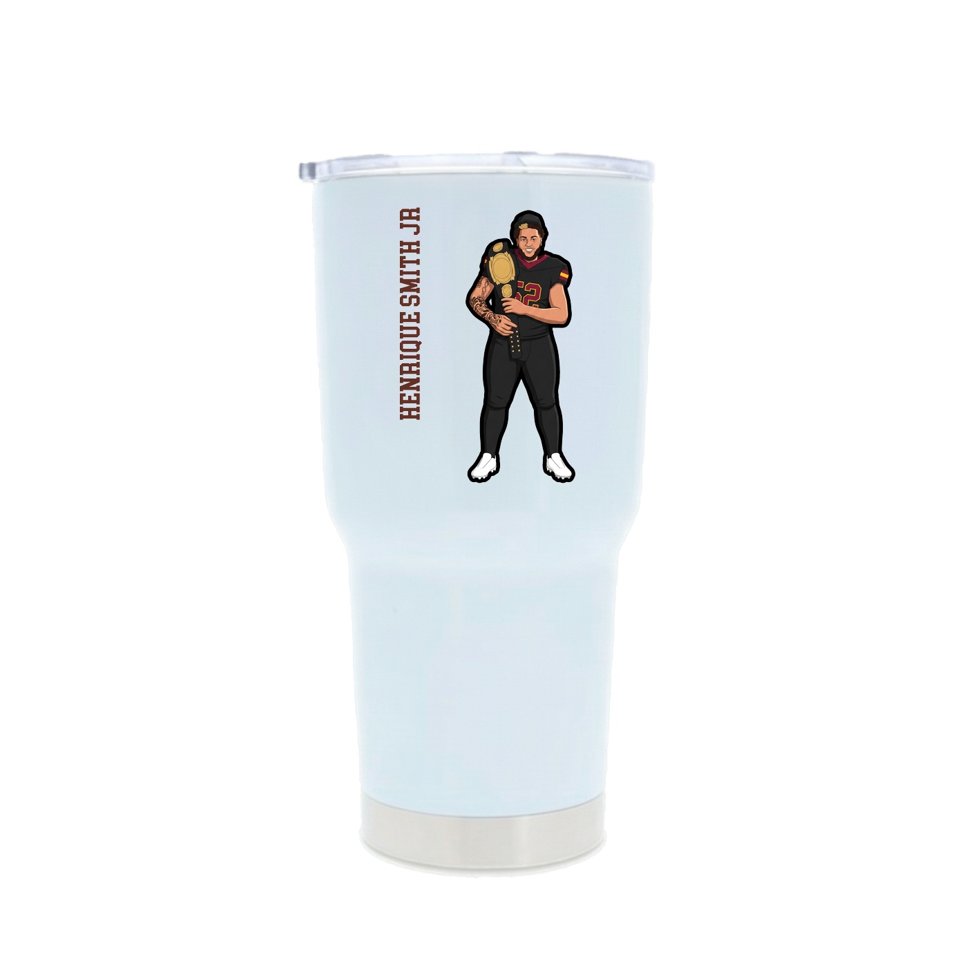 30oz Stainless Steel Tumbler — Name Vertical in White