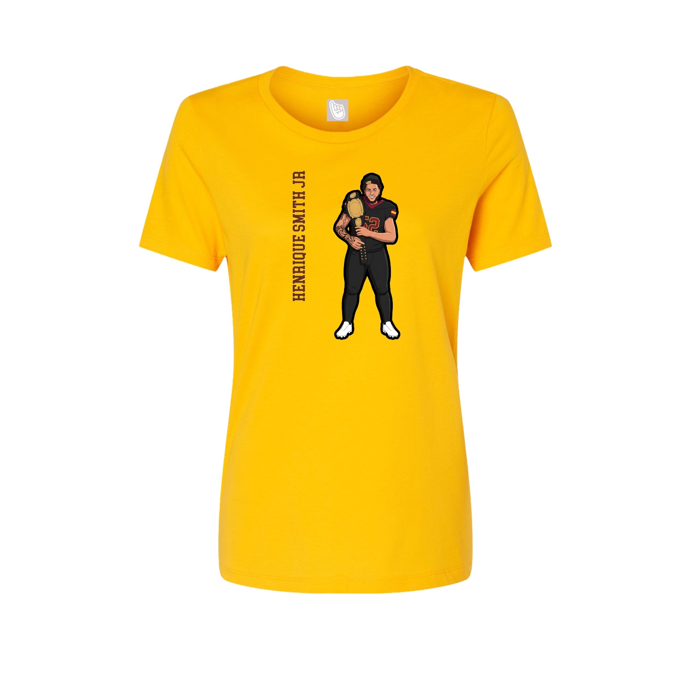 Fitted Women's Tee — Name Vertical in Gold