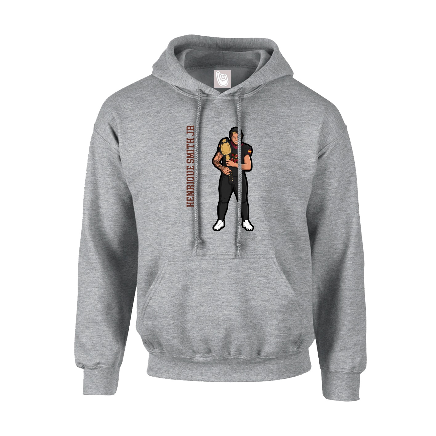 Youth Hoodie — Name Vertical in Grey