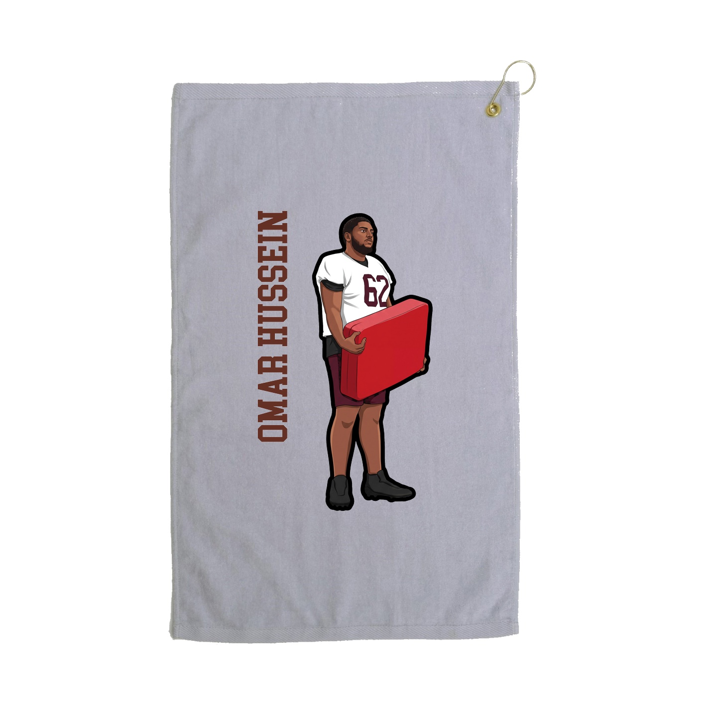 Golf Towel — Name Vertical in Grey