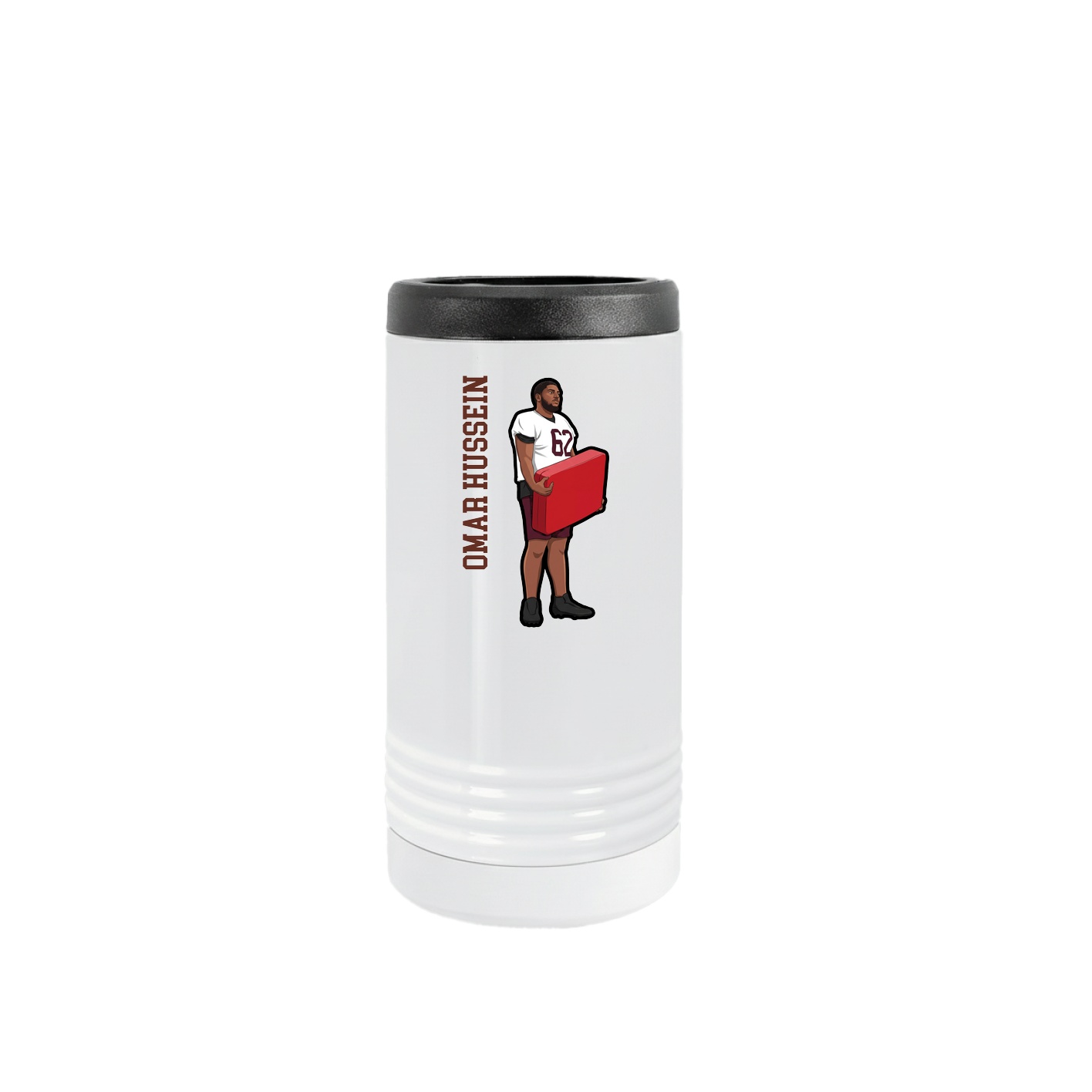 Slim Beverage Holder — Name Vertical in White