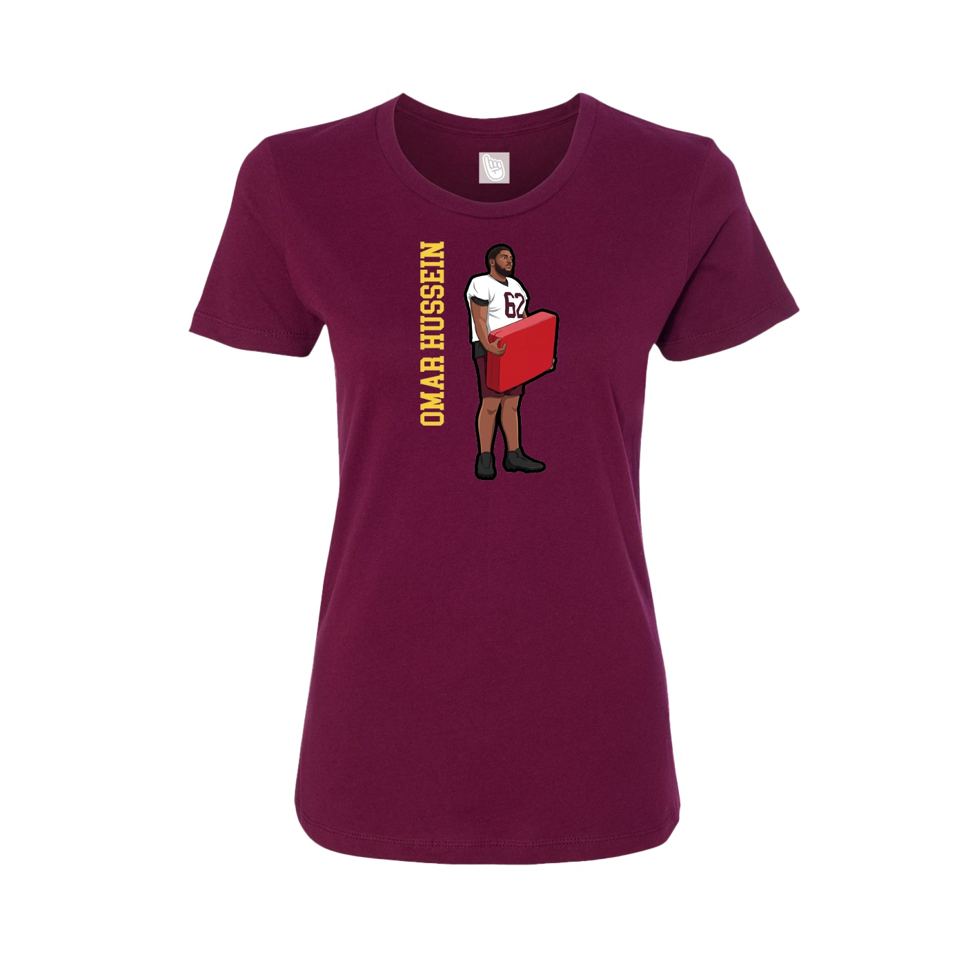 Fitted Women's Tee — Name Vertical in Maroon