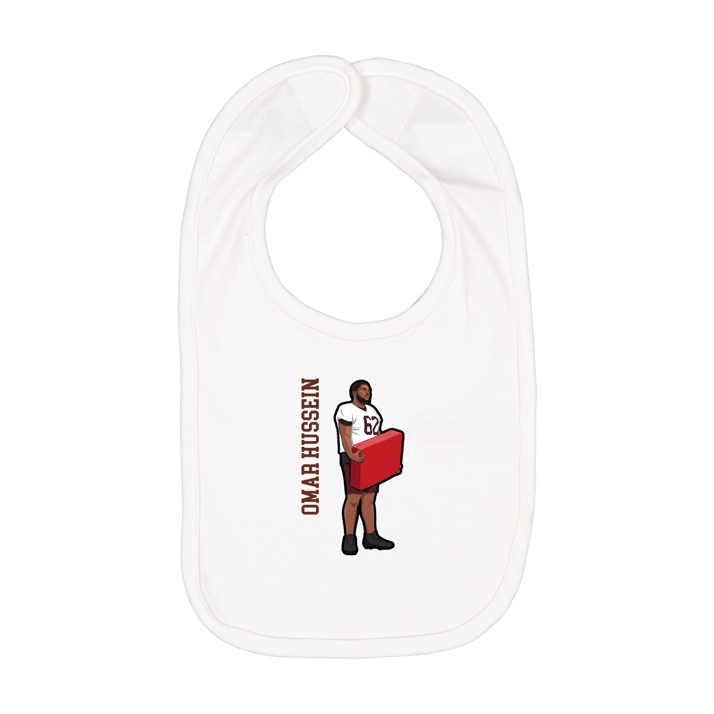 Infant Bib — Name Vertical in White