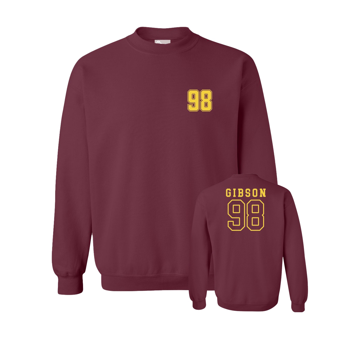 Fleece Crew — Chest Back in Maroon