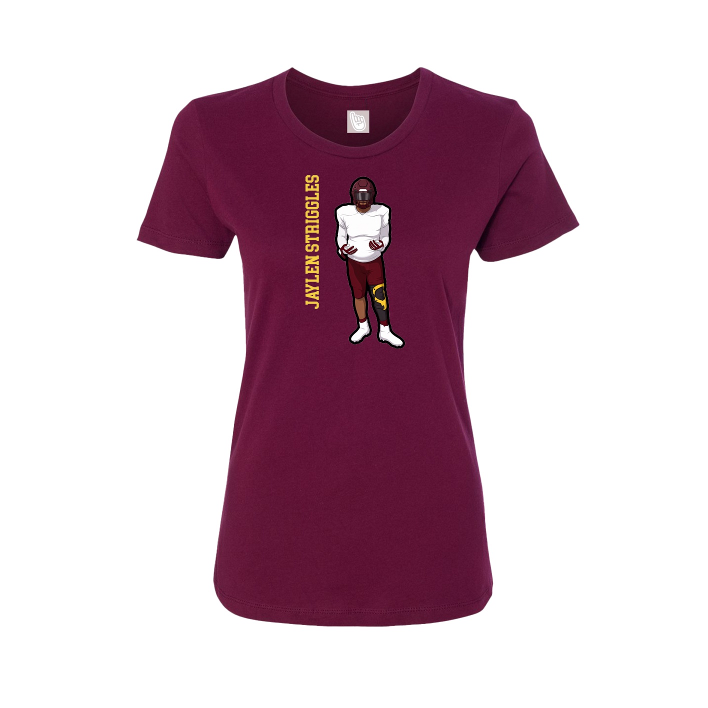 Fitted Women's Tee — Name Vertical in Maroon