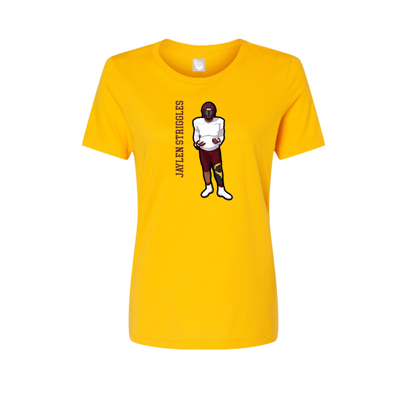 Fitted Women's Tee — Name Vertical in Gold