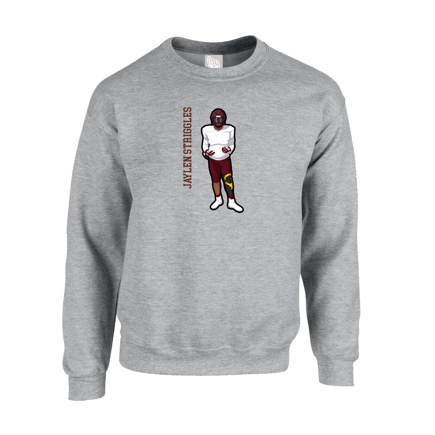 Fleece Crew — Name Vertical in Grey