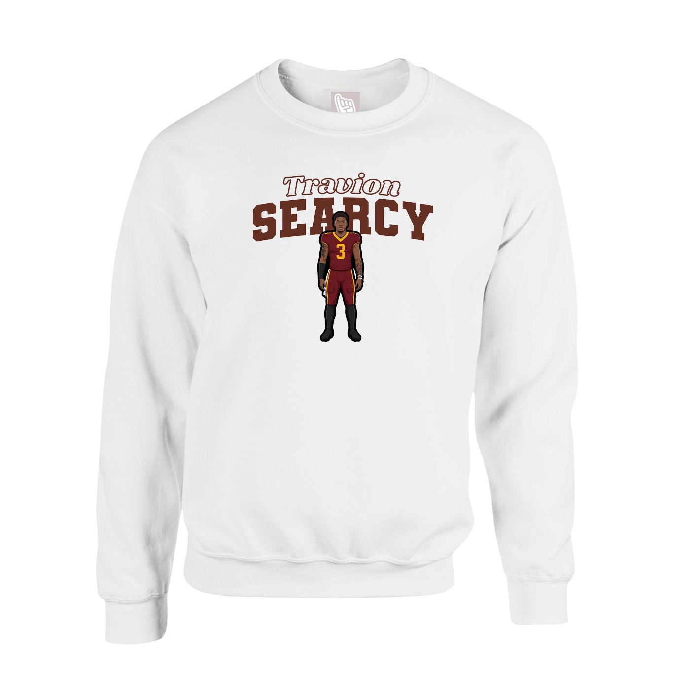 Fleece Crew — Name Arch in White