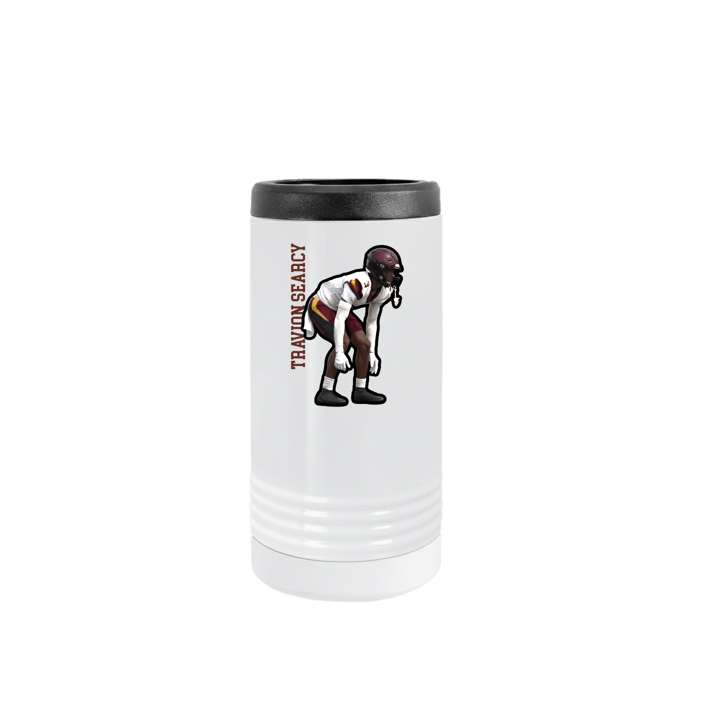 Slim Beverage Holder — Name Vertical in White