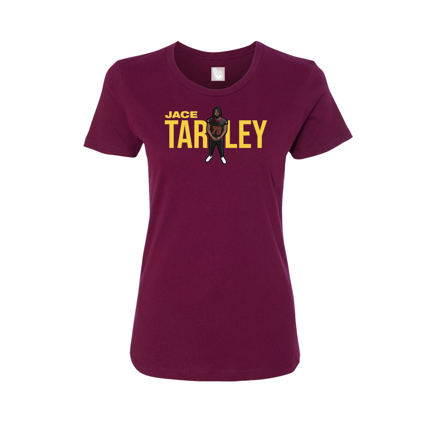 Fitted Women's Tee — Player Name in Maroon