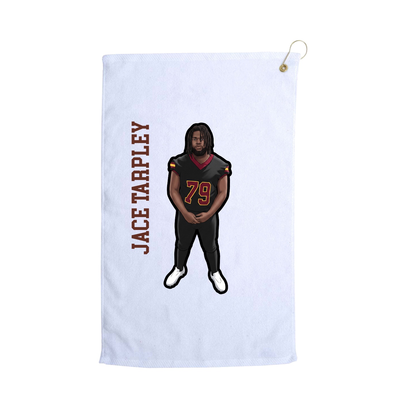 Golf Towel — Name Vertical in White