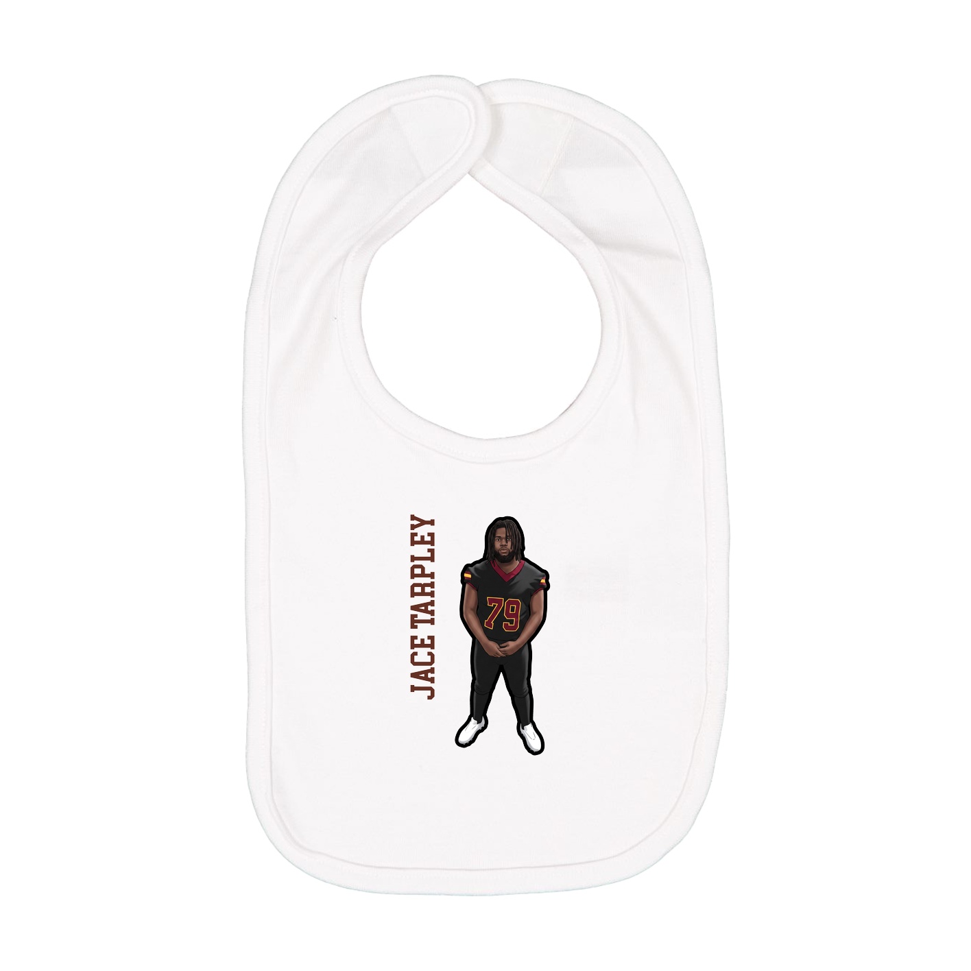 Infant Bib — Name Vertical in White