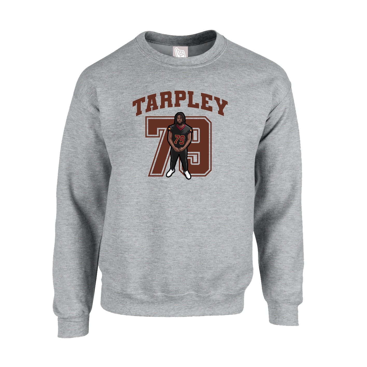 Fleece Crew — Number in Grey