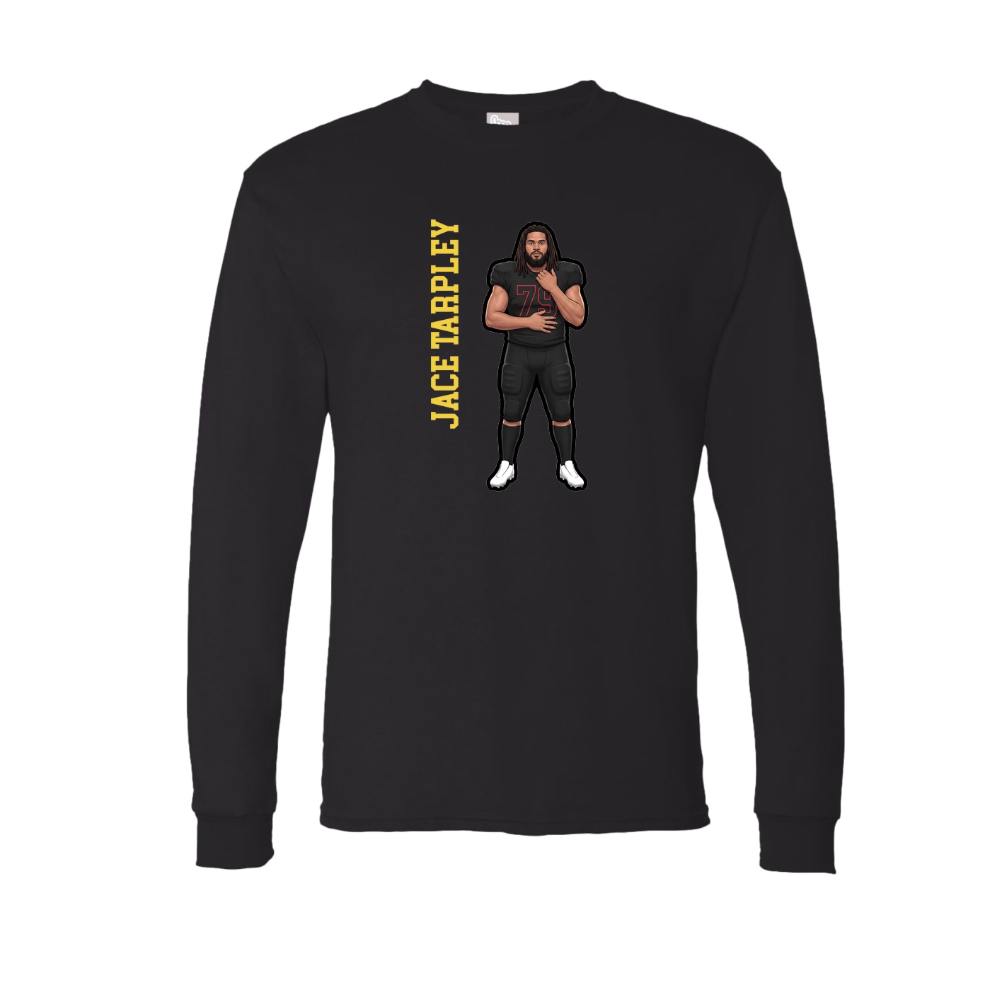 Long Sleeve Tee — Name Vertical in Black