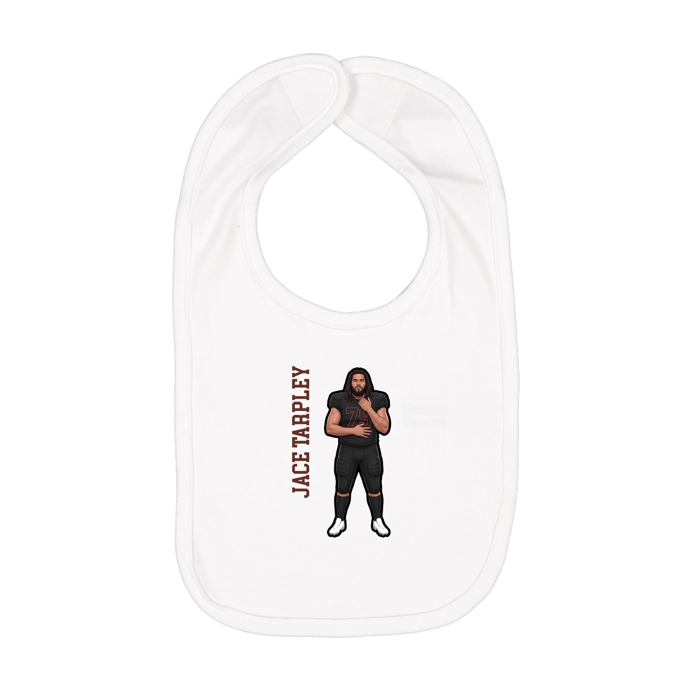 Infant Bib — Name Vertical in White