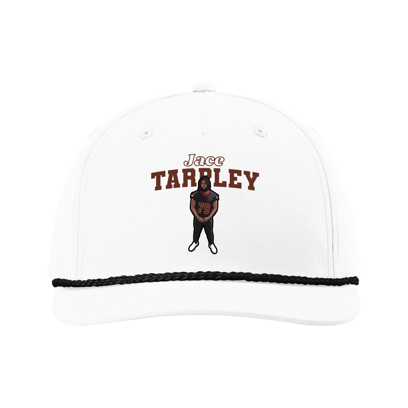 Five-Panel Classic Rope Cap — Name Arch in White