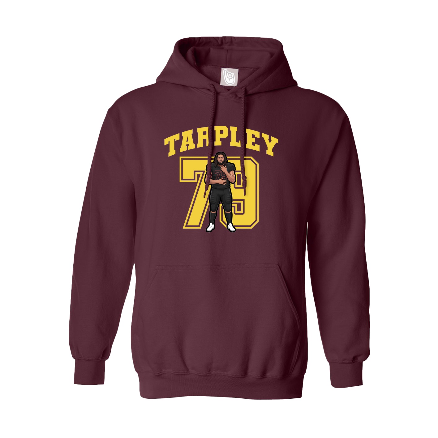 Youth Hoodie — Number in Maroon