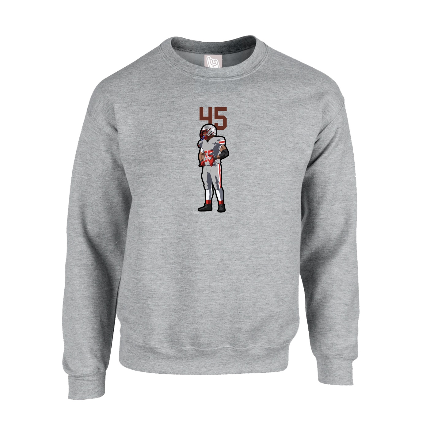 Fleece Crew — Number Top in Grey