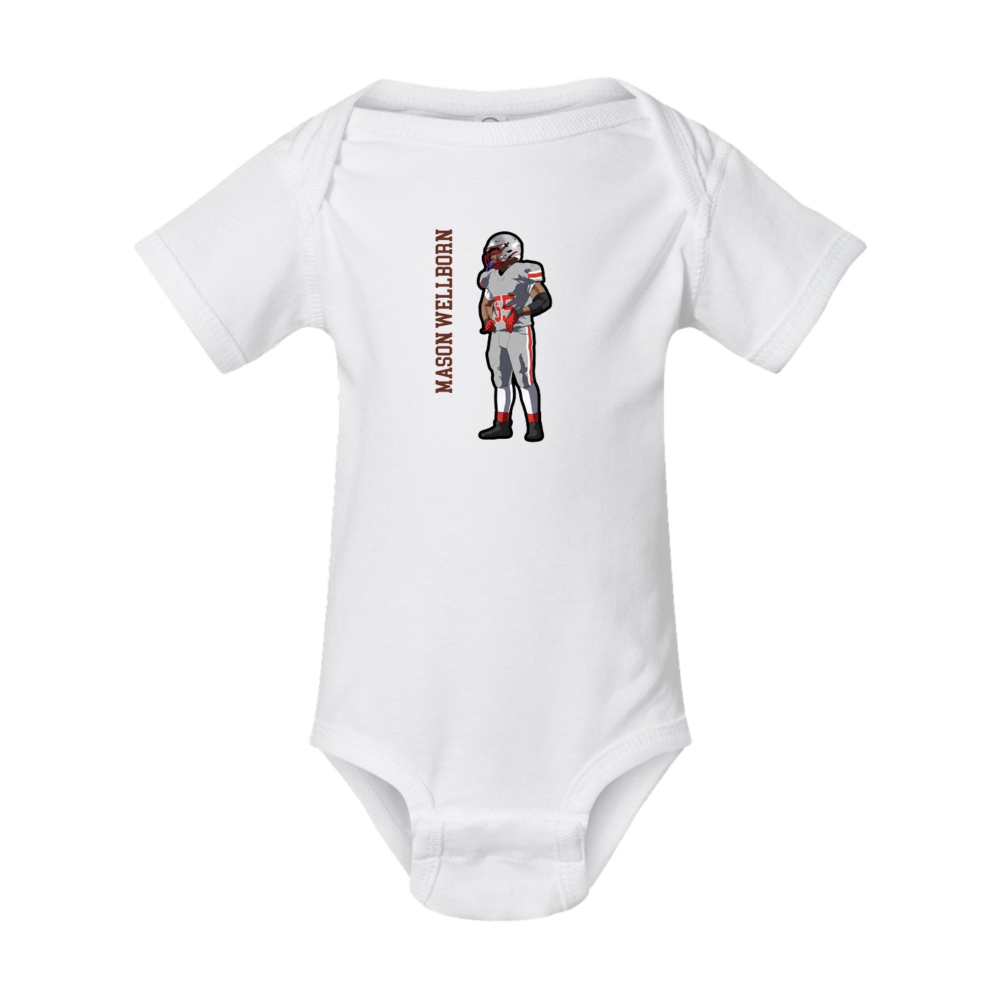 Baby Onesie — Name Vertical in White