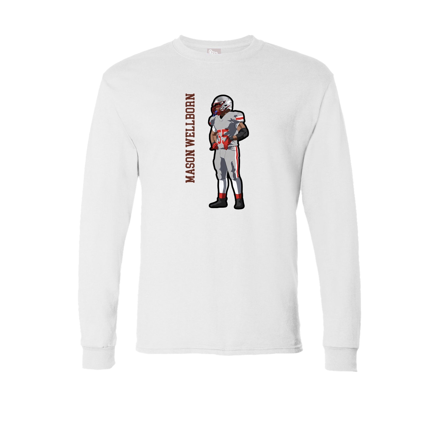 Long Sleeve Tee — Name Vertical in White